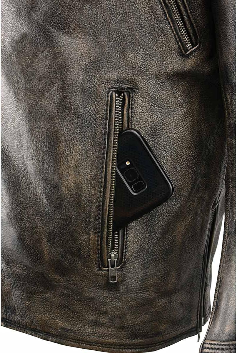 Milwaukee Leather MLM1515 Men's 'Triple Stitched' Beltless Distressed Brown Leather Jacket : Automotive