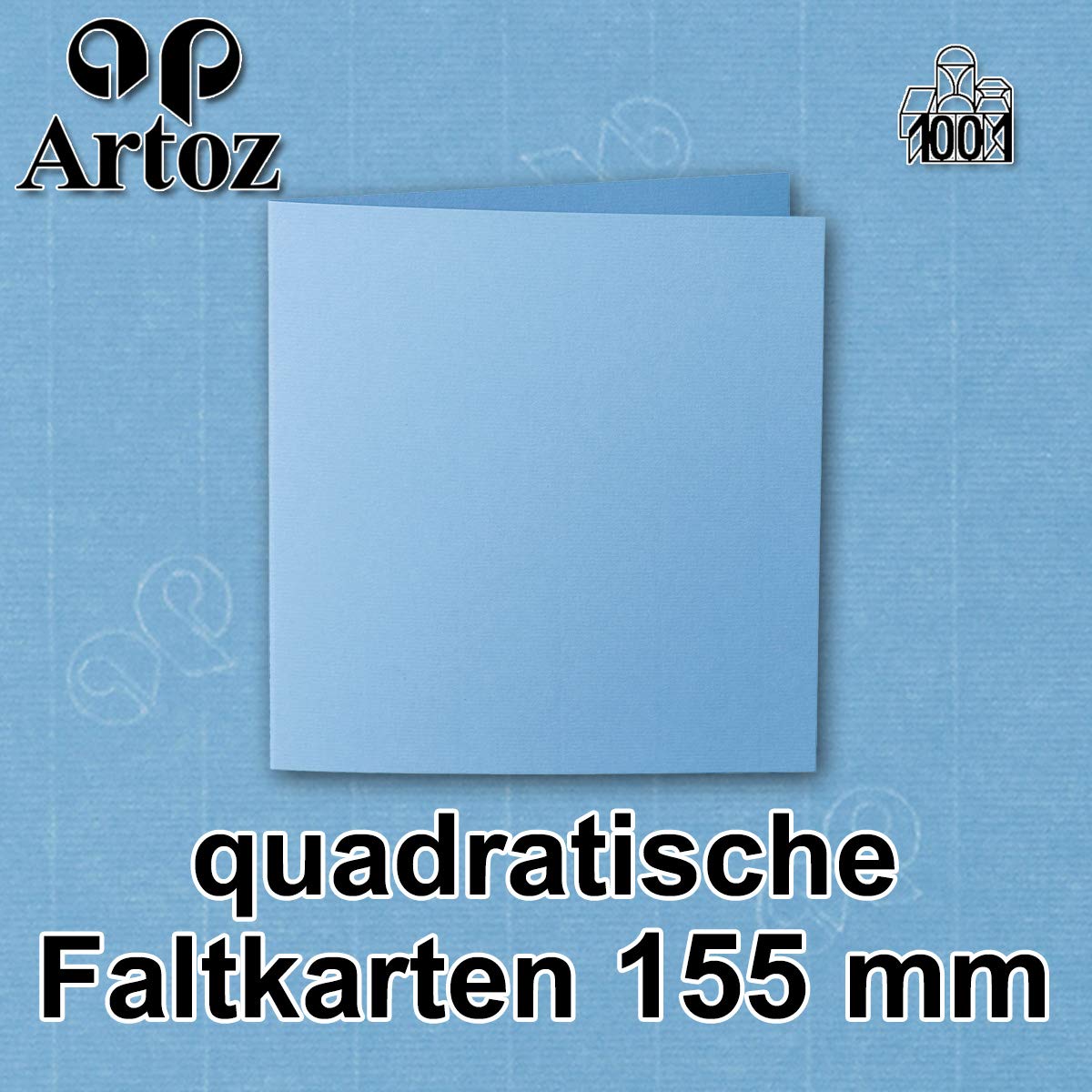 ARTOZ 50x Tarjetas plegables cuadradas - Marienblau (azul) - Tarjetas en blanco de 155 x 155 mm para su propio diseño - Acanalado de 220 g/m²