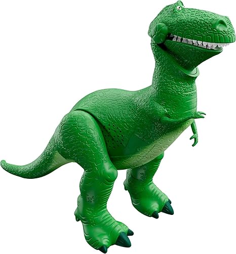 Mattel Disney and Pixar Toy Story - Figura de acción de dinosaurio parlante con brazos Movng, juguete Rex Dino Roarin' Laughs, T Rex de 10.8