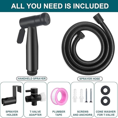 Miniatura 6 de Pulverizador de bidé de mano para inodoro, juego de rociador de bidé de baño de acero inoxidable con manguera antifugas y 2 presiones de agua,