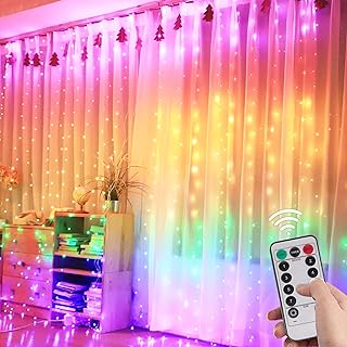 Curtain String Lights, 280 LED Curtain Lights Rainbow Color, Fairy Lights Curtain with 8 Modes & 10 Brightness, Waterproof Window Curtain Lights for Bedroom Backdrop Indoor Decor (9.8x9.8 FT)