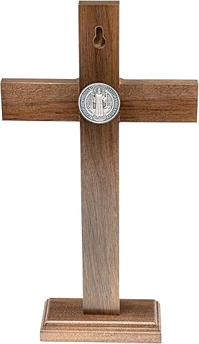 Miniatura 3 de Intercession Crucifijo de cruz de madera para pared y mesa (10 pulgadas - Plata antigua)