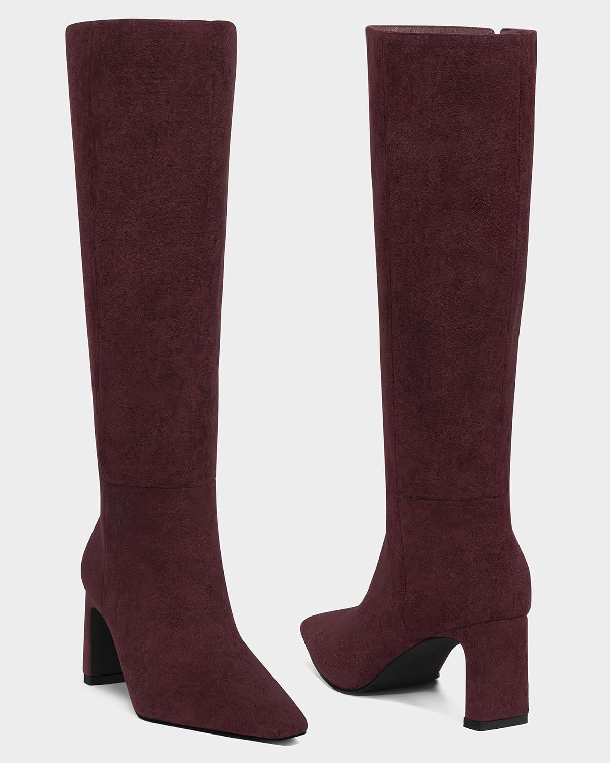 MUCCCUTE Campus Knee High Boots for Women Wide Calf Square Toe Chunky Block Low Heel Tall Long Boots Pull On - Image 9