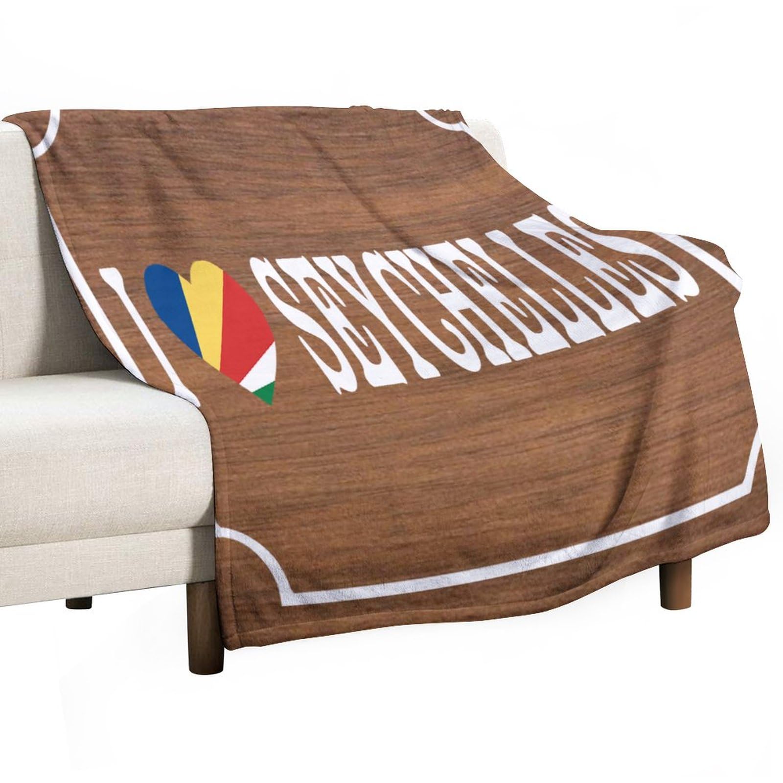 Couverture polaire douce I Love Seychelles 127x152 cm pour adulte