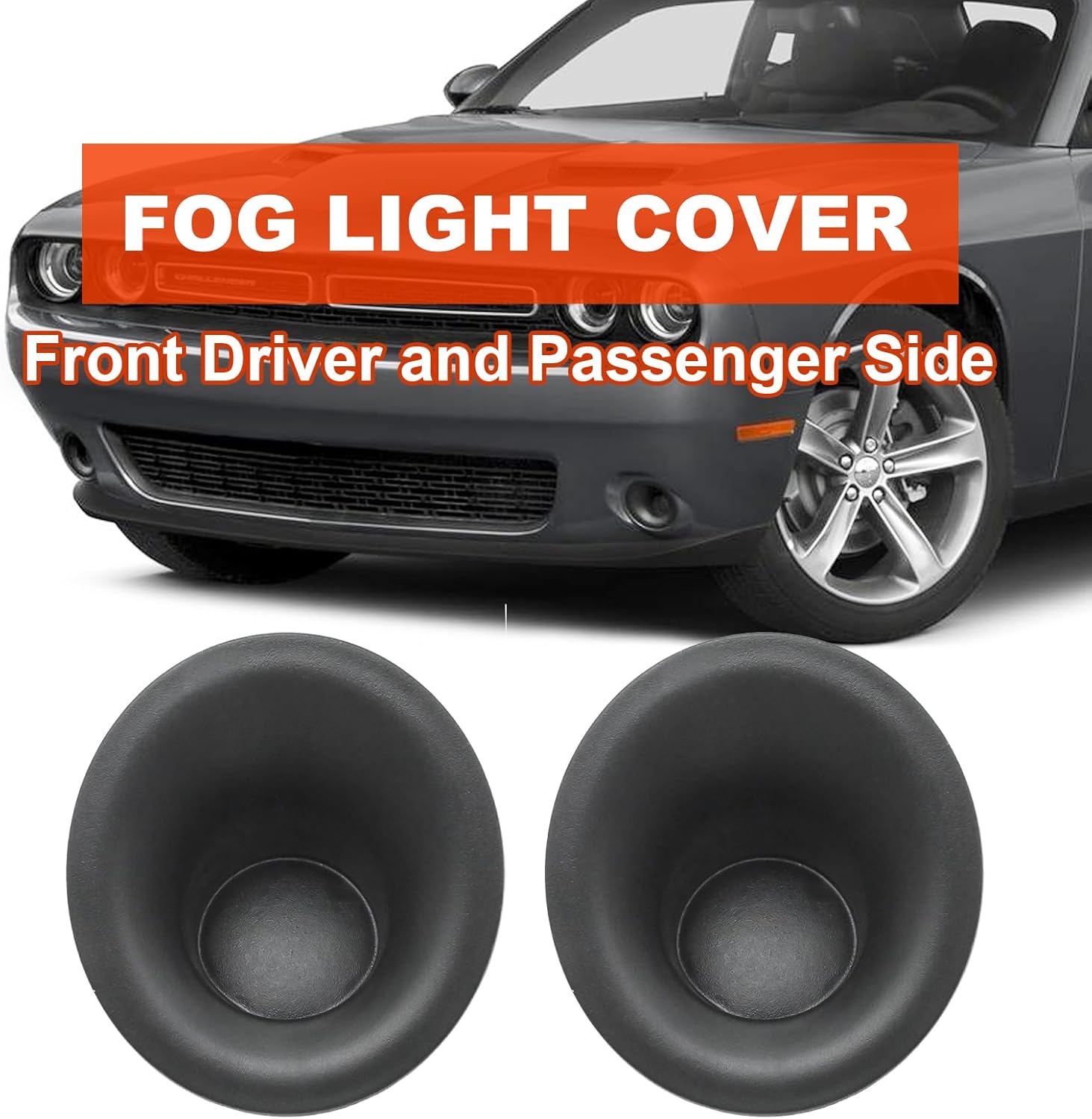 2Pcs 68259660AA Front Driver and Passenger Side Fog Light Cover, Replacement for Dodge Challenger 2015 2016 2017 2018 2019 2020 2021 2022 2023, Replaces 68259661AA