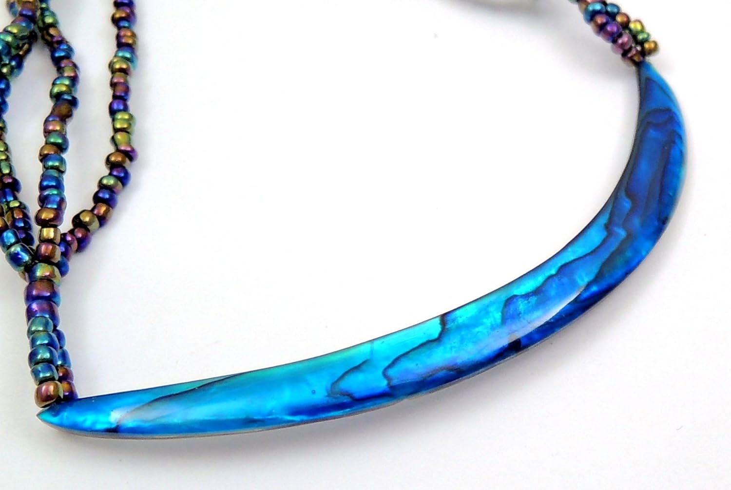 Handcrafted Crescent Abalone Necklace, Natural Paua Abalone Necklaces for Women Men, Handmade Rainbow Beads Seashell Necklace Jewelry BA362 - Image 3