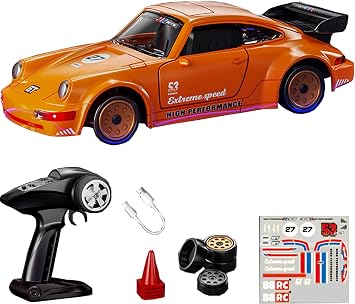 1/43 Metal Mini RC Drift Car 2.4GHz 4WD with Gyroscope Alloy Body Shell Racing Cars Radio Control Orange