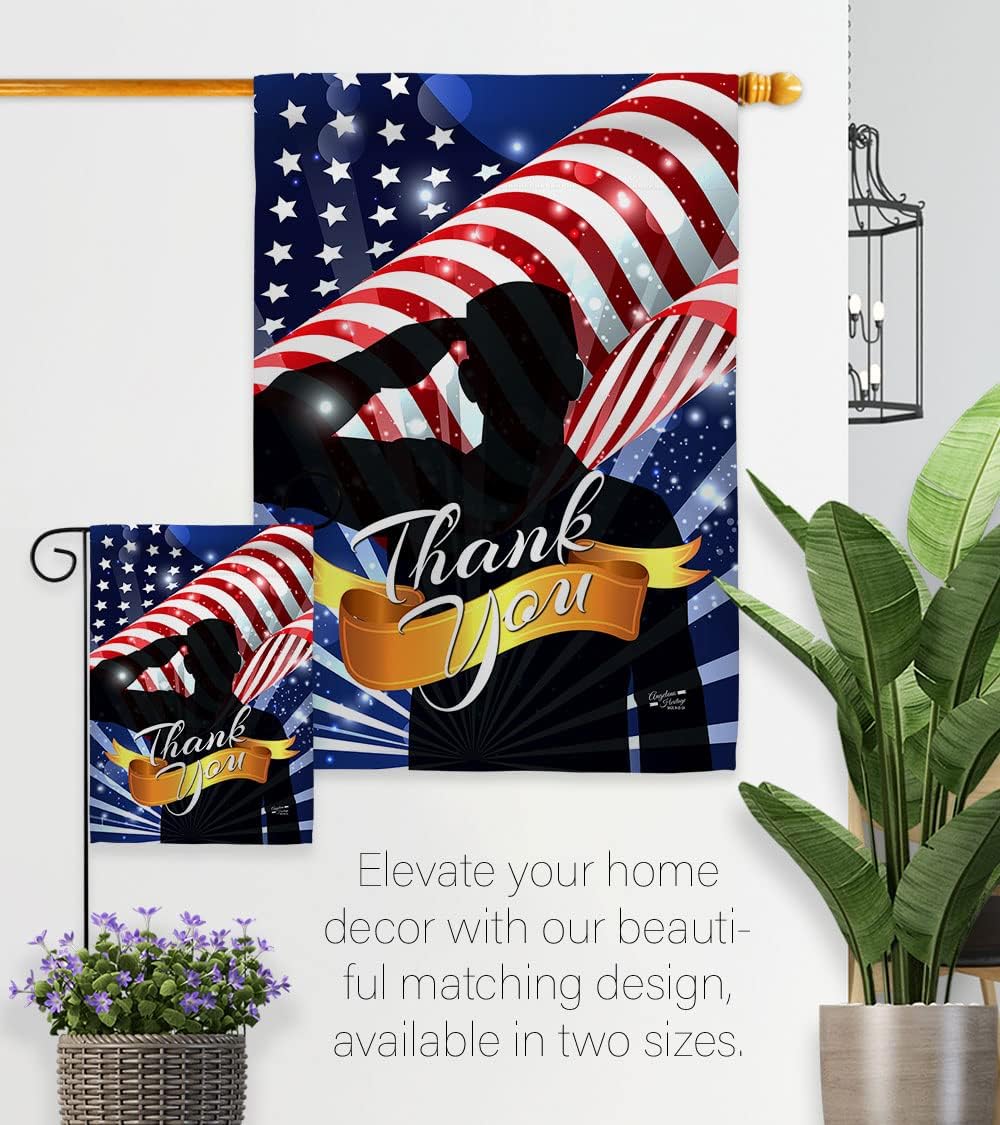 Thank You Americana - Everyday Military Impressions Decorative Vertical House Flag 28" x 40" Printed in USA