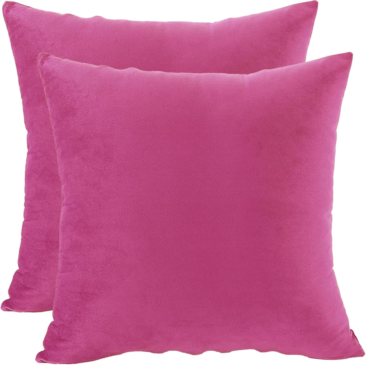 LANE LINEN 100% Polyester Fiber Filled Faux Velvet Throw Pillow Inserts Pack of 2-18 x 18 Inches, Made in Canda with Synthetic Down, Holds Shape Over time and Use, Super Soft & Comfortable -Fuchsia 18 x 18-Inch Fuchsia Velvet