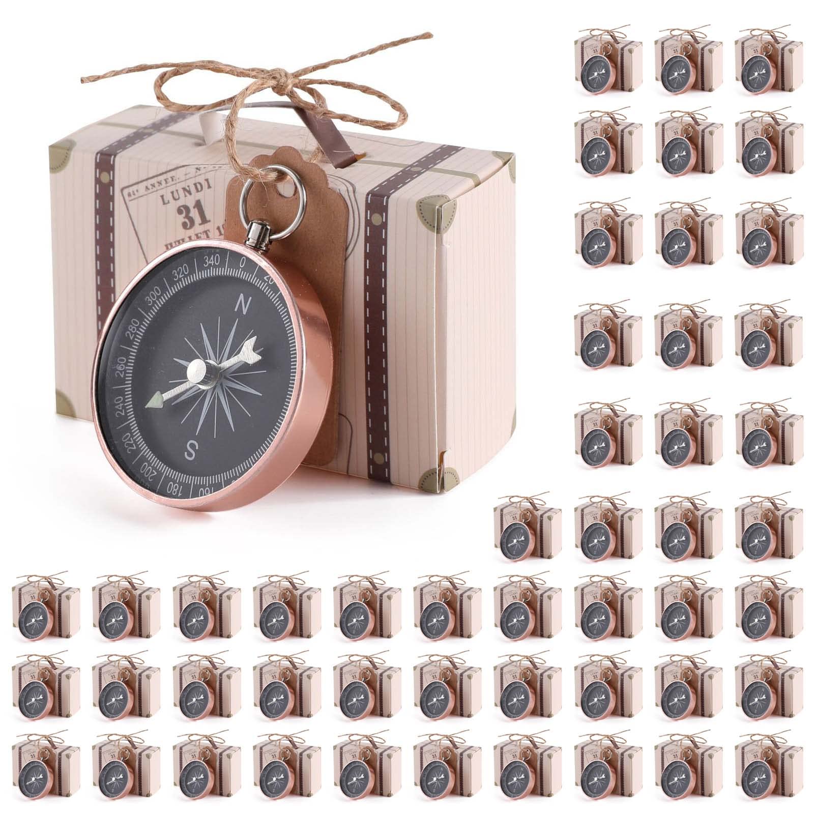 Tsophreniq 50pcs Candy Packaging Box Compass Sweets Box for Valentines Day Wedding Chocolate Treats Boxes Packing Party-Favor Packaging Gold Rose-gold Party-favor Supplies