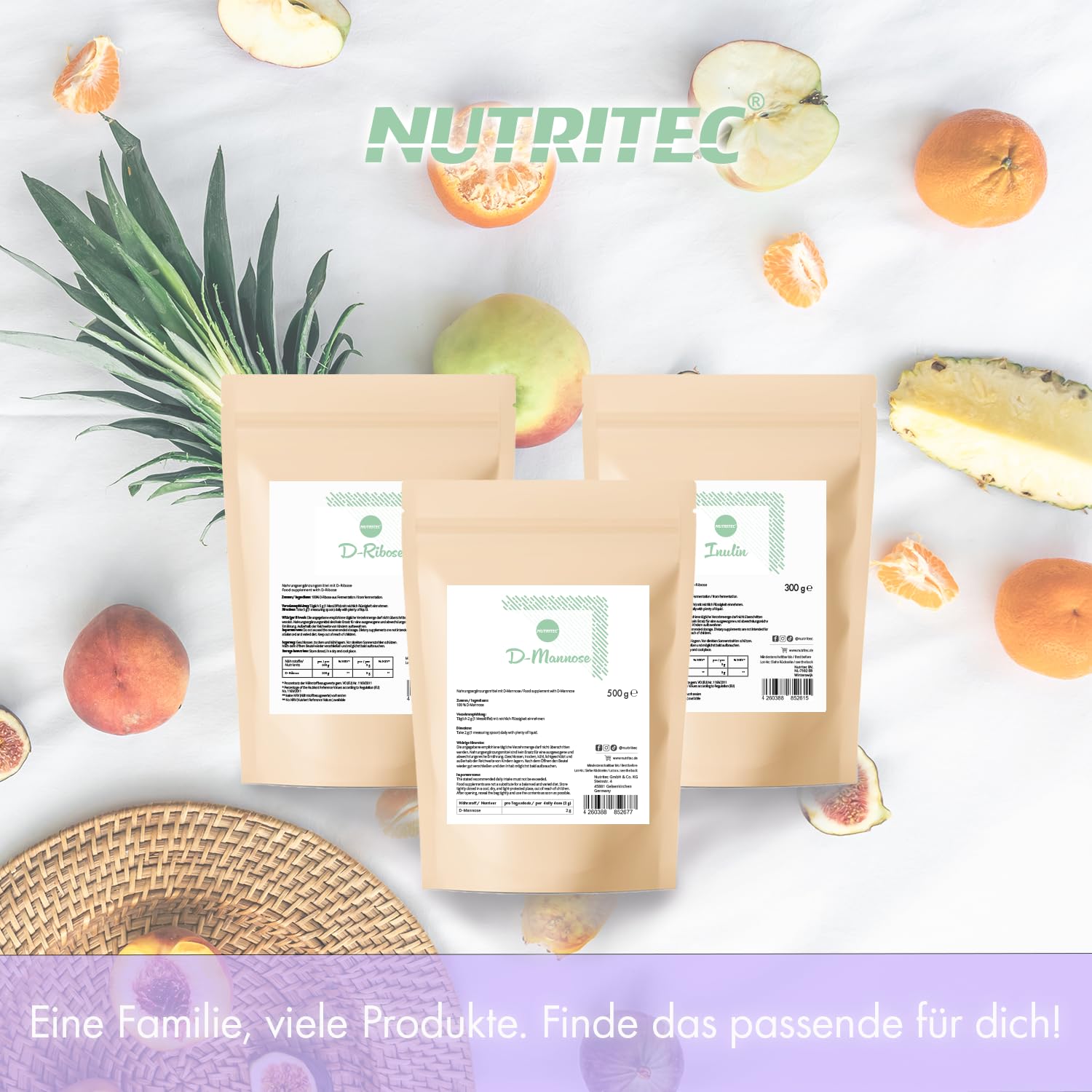 Polvo puro de D-manosa 500 g con cuchara medidora – 250 días de existencia – sin aditivos, calidad alemana, alta dosis, bien soluble, vegano, sin ingeniería genética | Nutritec