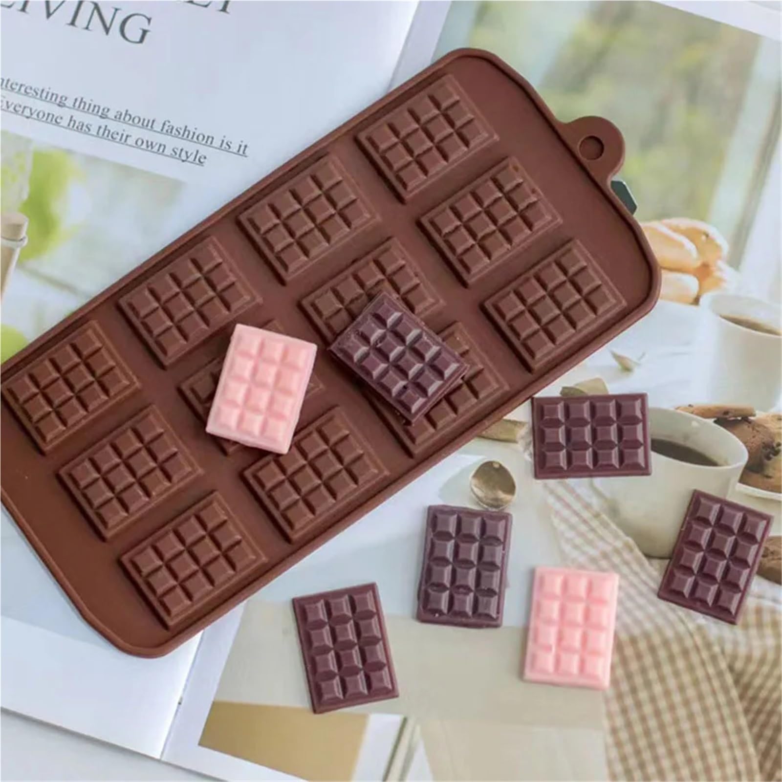 5-teiliges Schokoladenform-Set, 3D-Silikonform, Schokoladenform, Schokoladenriegelform, Bonbonform, Fondantform, Backzubehör Für Schokolade,Praline(Style05)