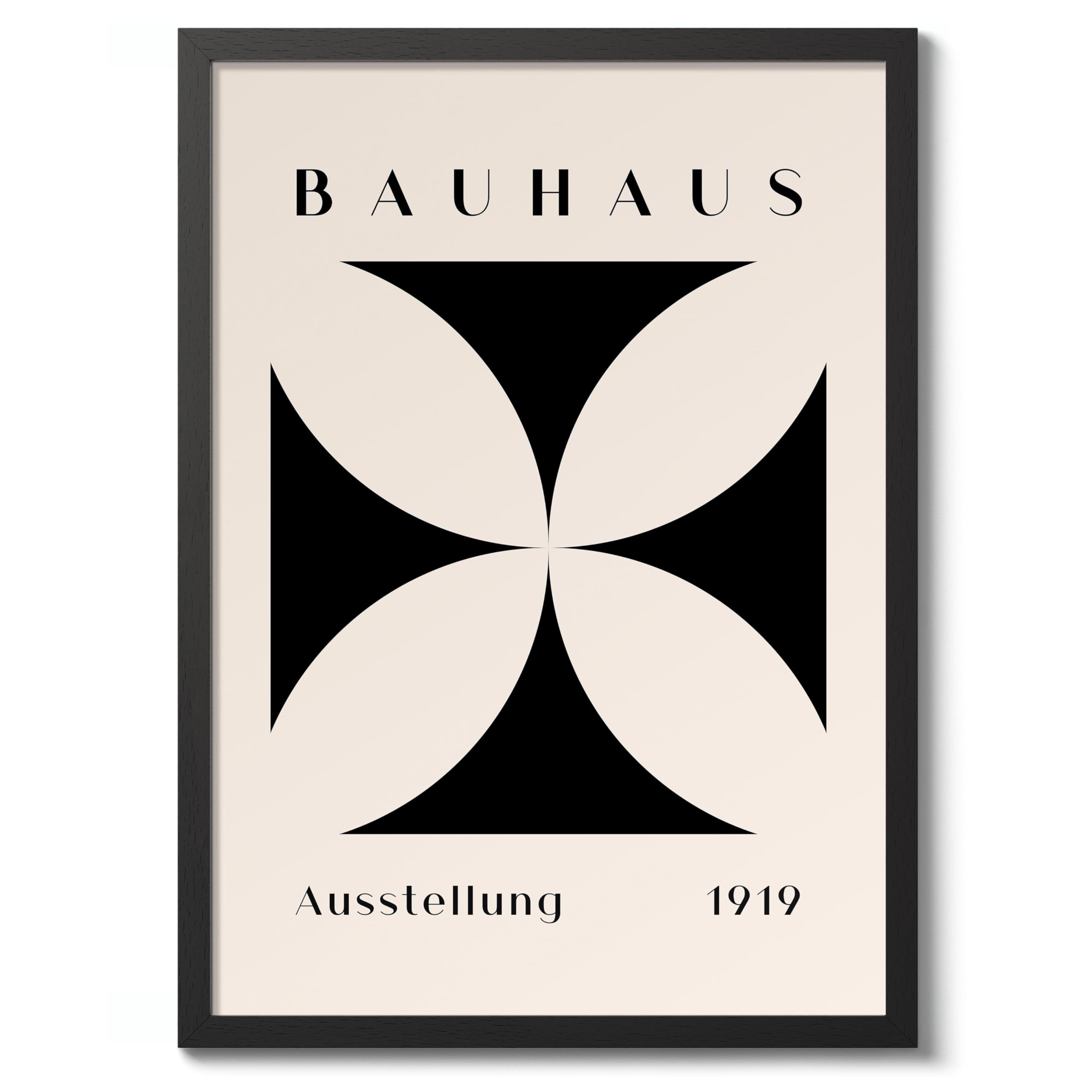 Black Clover Bauhuas Poster Abstract Mid Century Modern, Archival Matte, A3 (Black Frame) - 42x29.7cm