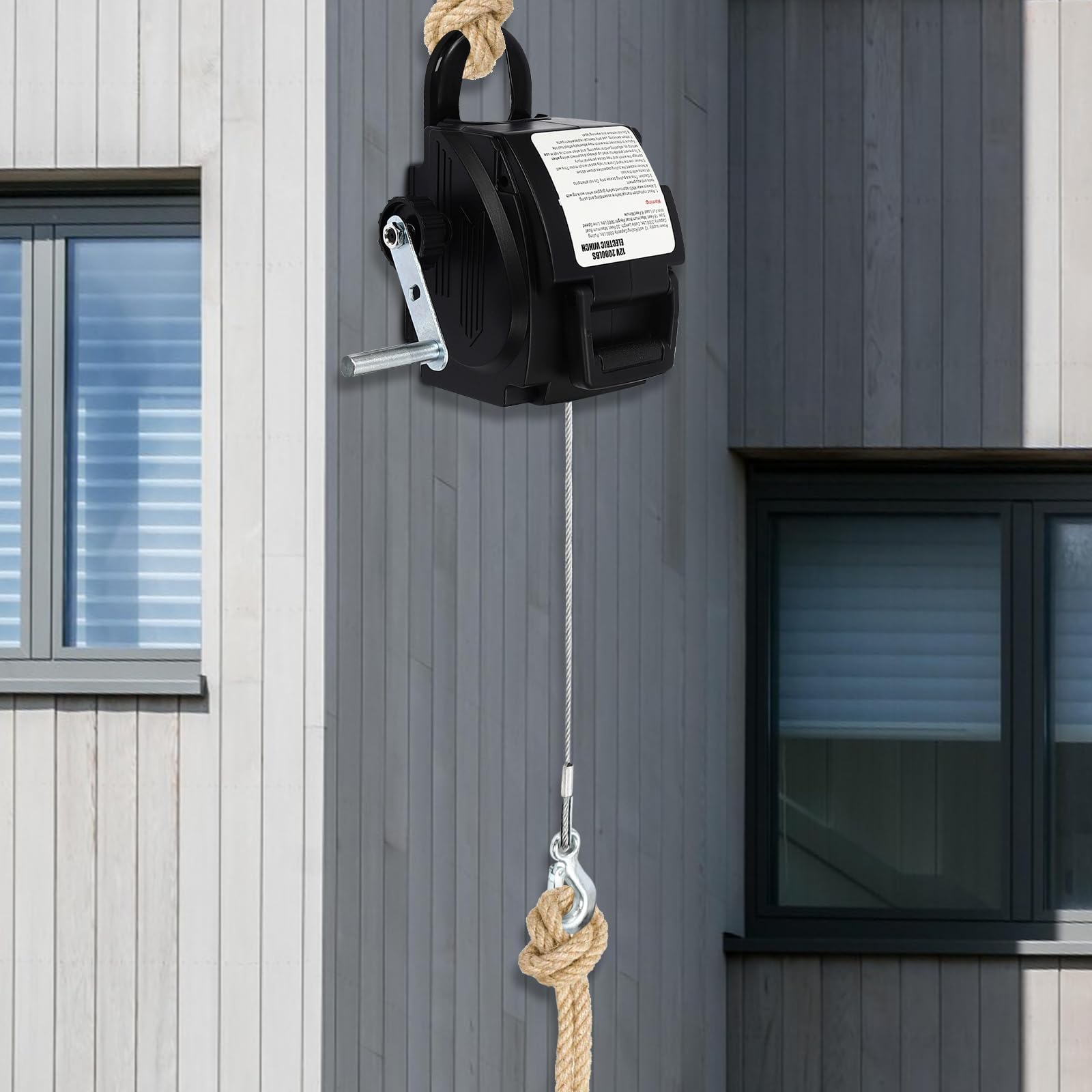 300W Seilwinde 12V Elektrisch mit Kabelfernbedienung, 2000lbs Ankerwinde Elektrisch 12V Boot, 6000lbs Seilwinde für Anhängerkupplung, 9.2m Stahlseil für Auto & Boot