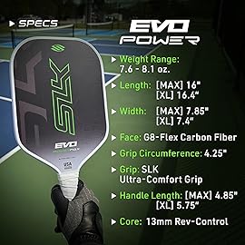 Selkirk Sport SLK Evo Power MAX Pickleball Paddle by Selkirk Sport | G9 Power Carbon Fiber Pickleball Paddle with SpinFlex Surface and Rev-Hybrid Polymer Core | Power Green Max