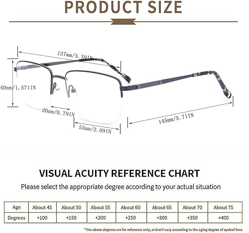 Miniatura 3 de SOVCOD Paquete de 2 lentes de lectura multifocales progresivos de metal con medio marco multienfoque luz azul lector de computadora para hombres y