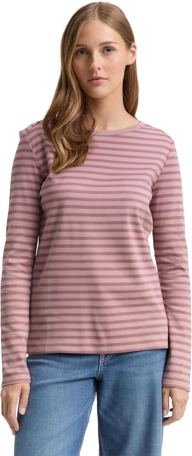 TOM TAILOR – T-SHIRT INTERLOCK – 1043085-25924 – BLANC RAYÉ – Le Sous-Sol