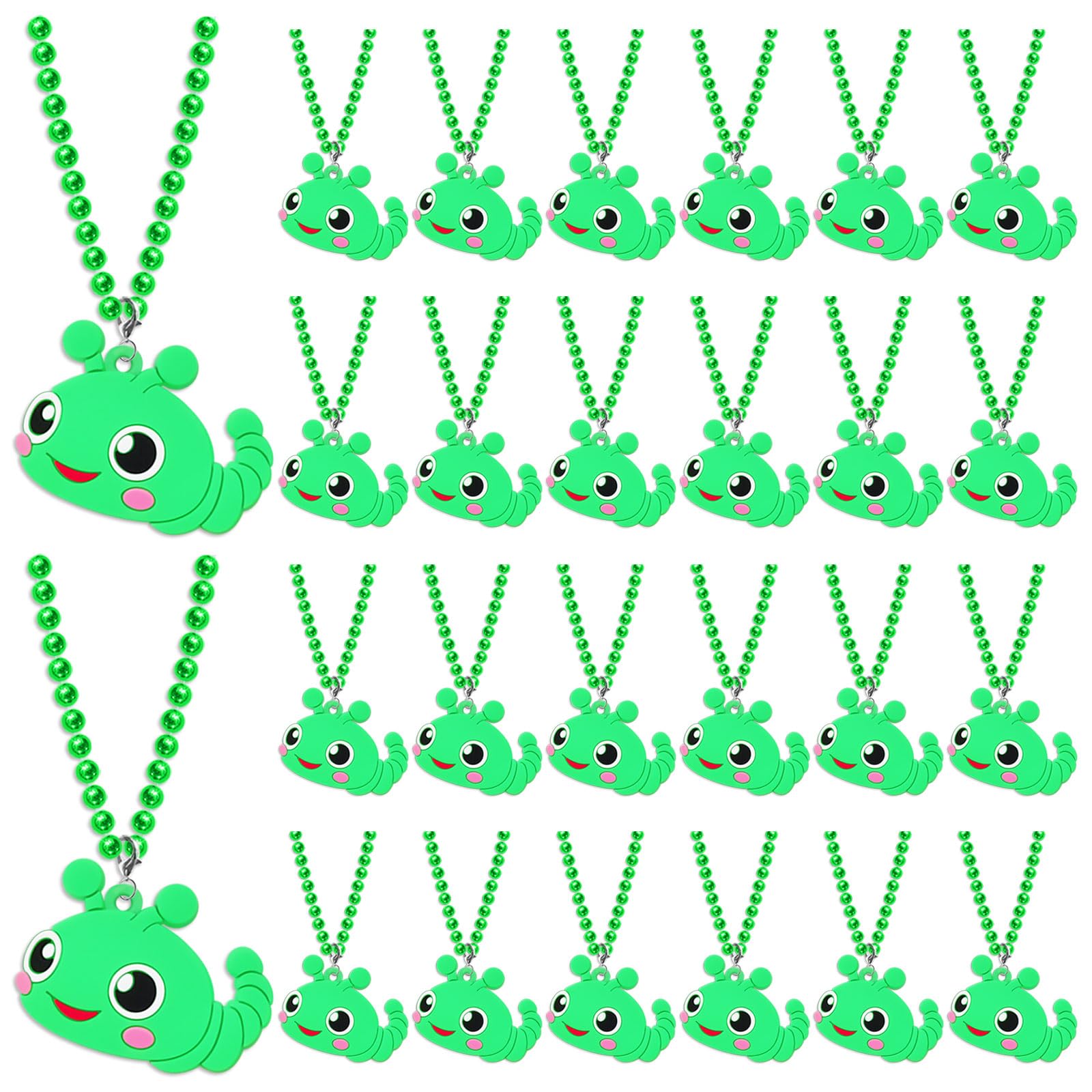 KeeStar 24 Pack Caterpillar Necklace Party Favors for Animal Themed Party, Baby Shower, Birthday, School Carnival Rewards, Photography Props, Home