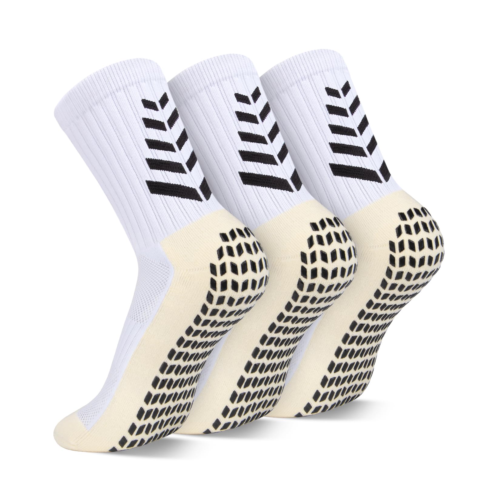 LUROON Calze Antiscivolo Calcio Uomo 37-46, 2/3/4 Paia Calzini Grip Calcio in Silicone Grip Anti Vesciche Calzini Sportivi Donna Traspirante Calze Antiscivolo Calcio per Ciclismo Trekking