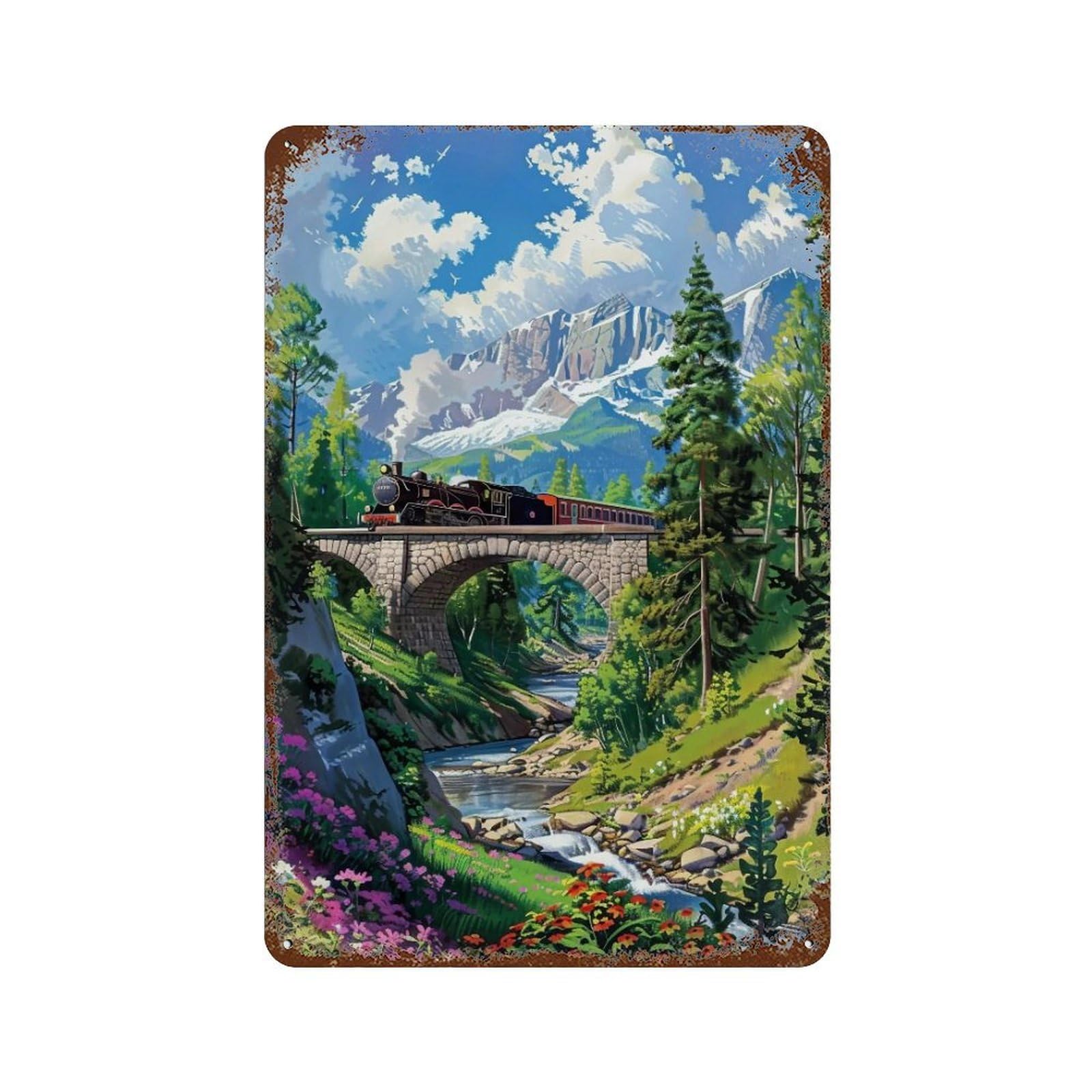 HDURYEYRYY Alpine Steam Journey 02 Wall Retro Iron Vintage Art Metal Tin Sign Poster Modern Home Cofffee Club Art Bar Shop Decor 30x20cm
