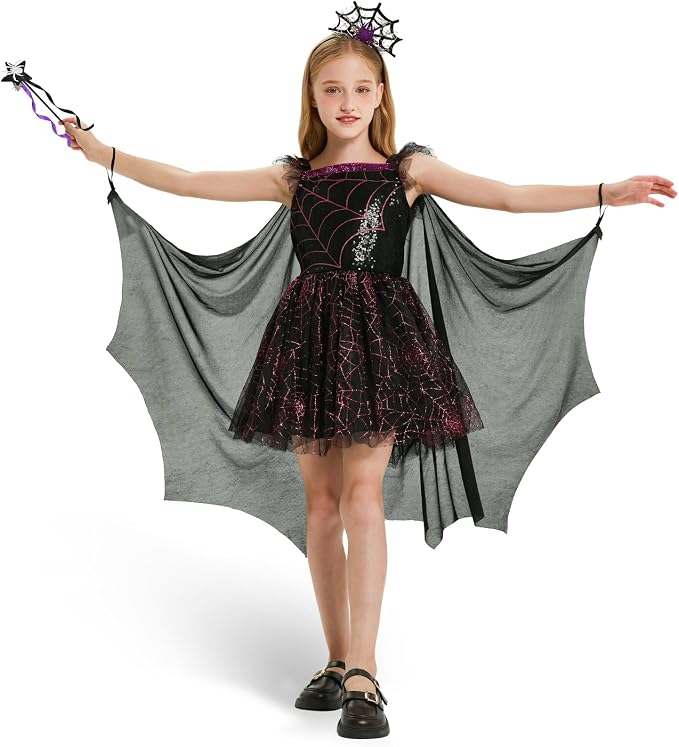 Déguisement Sorcière Chauve-Souris Fille Halloween Élégant Mystique