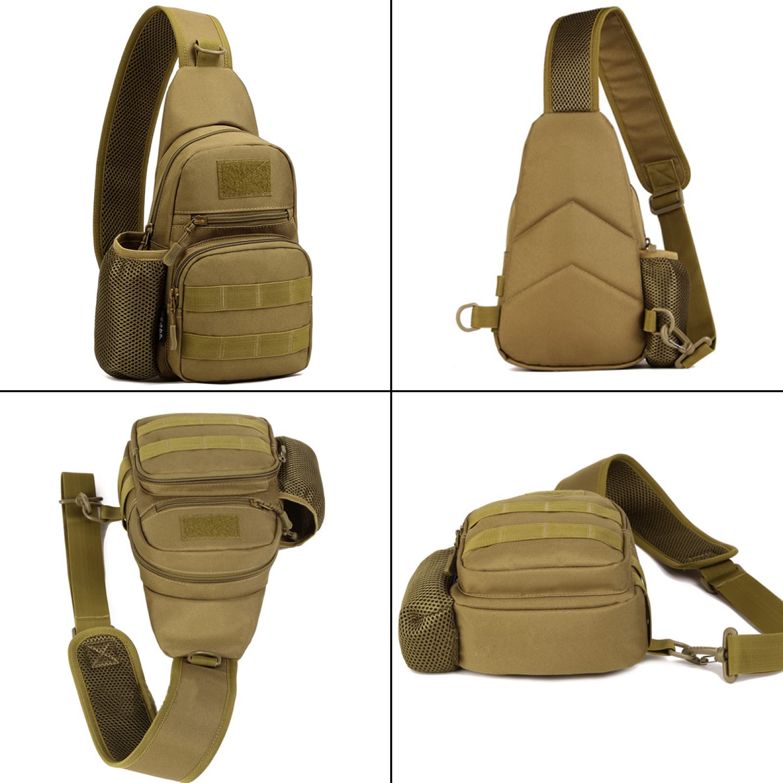 REEBOW GEAR Borsa da Petto Militare Tattica Molle Borsa a Tracolla con Tracolla a Tracolla con Porta Bottiglia d'Acqua,CPcamouflage