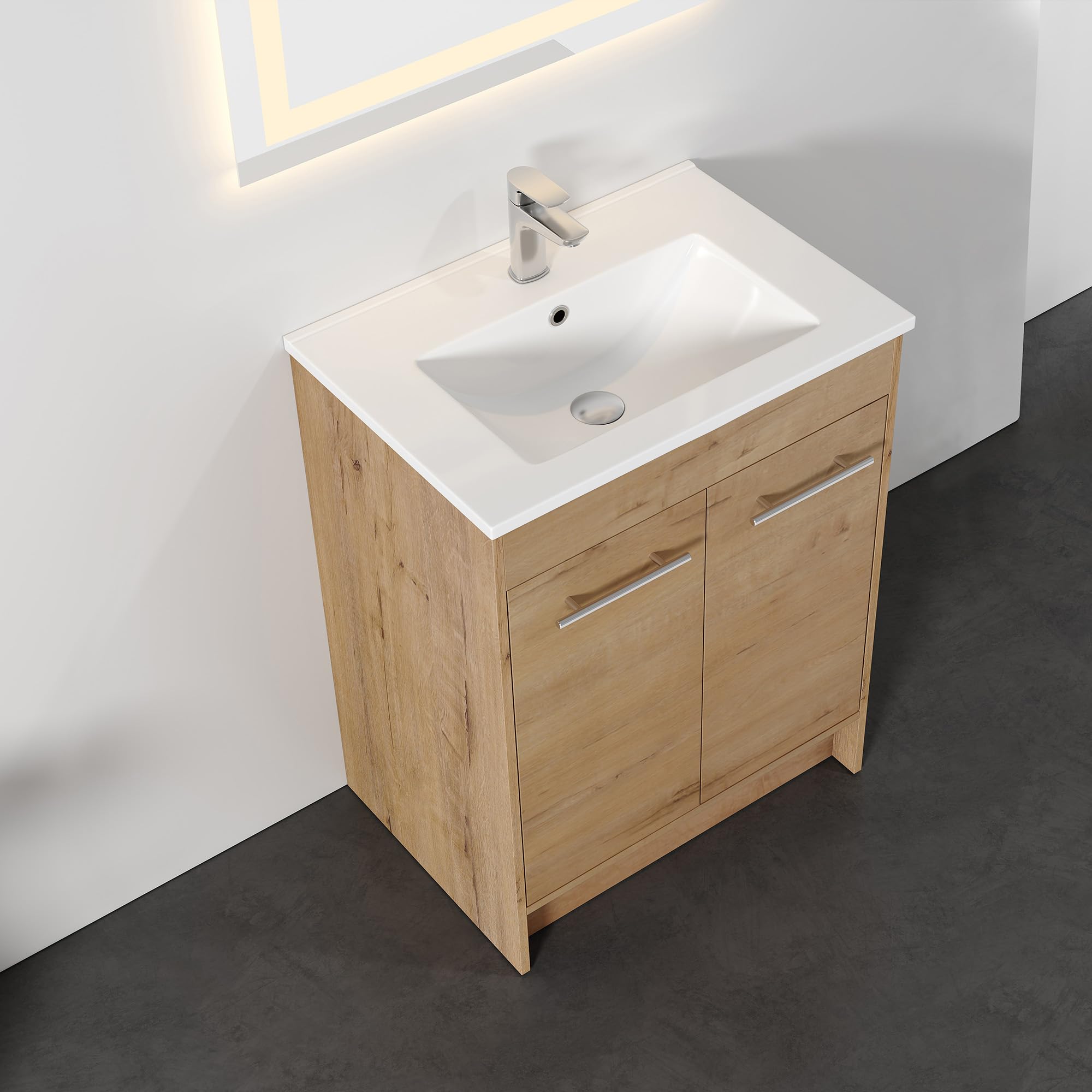 24” Danube oak modern freestanding vanity (color differs from photo, see last picture)