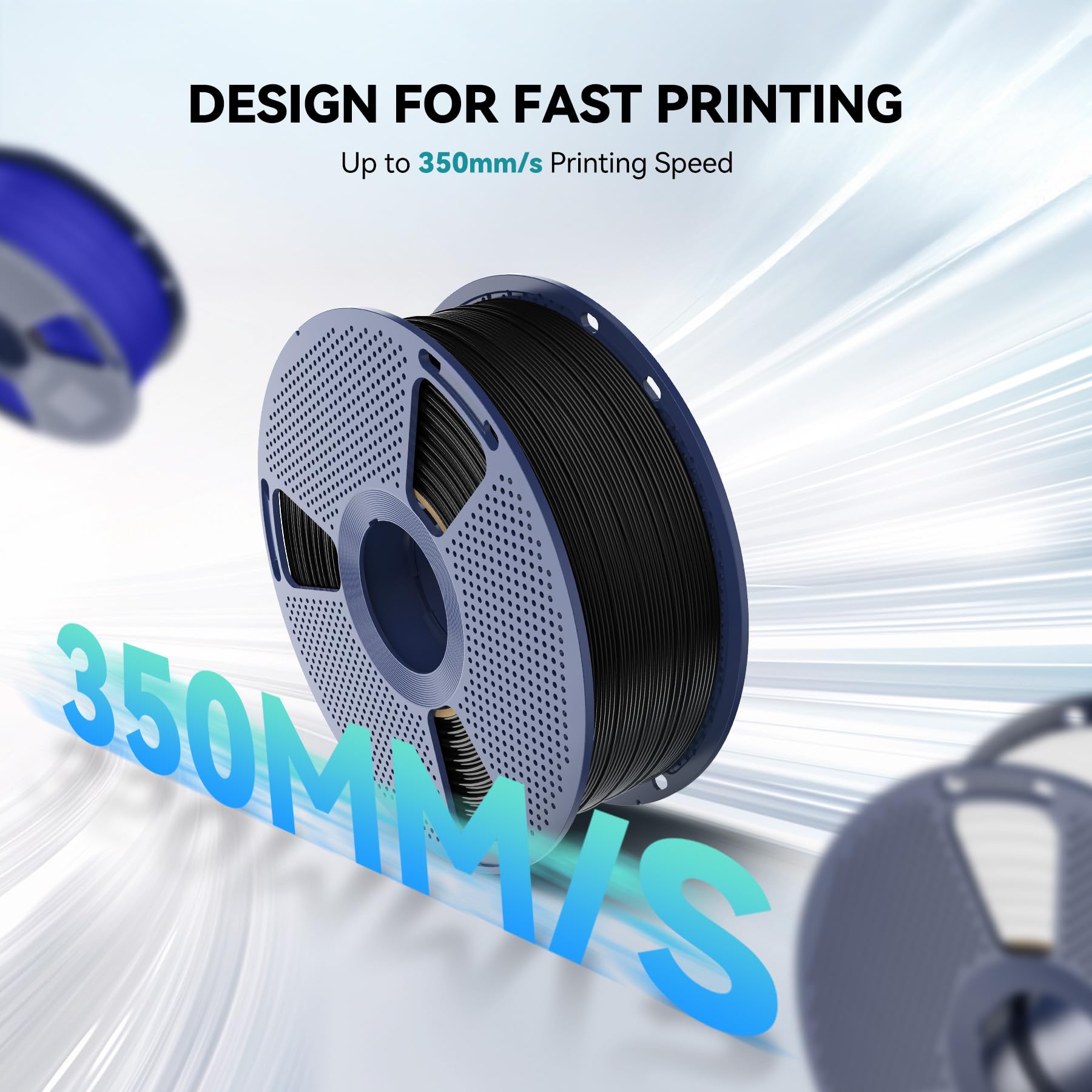 SUNLU 4KG Szybki filament ABS czarny 1,75 mm, filament do drukarki 3D ABS | 350mm/s wysoka prędkość szpula ABS, wysoka odporność na ciepło i doskonała wytrzymałość, czarny 4000g