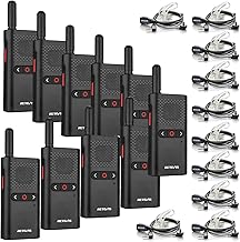 Retevis RB628B Walkie Talkies for Adults, Rechargeable Two Way Radio with Earpieces, PMR446 License Free, USB C 1500mAh VOX, Portable Walkie Talkie Professional for Schools, Hotels (10 Pcs, Black)