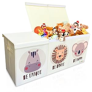 Baúl almacenaje juguetes infantil XL con tapa, Organizador juguetes infantil plegable, Cesta decorativa dormitorio, sala de juegos y guardería, Juguetero (Beige, Grande)