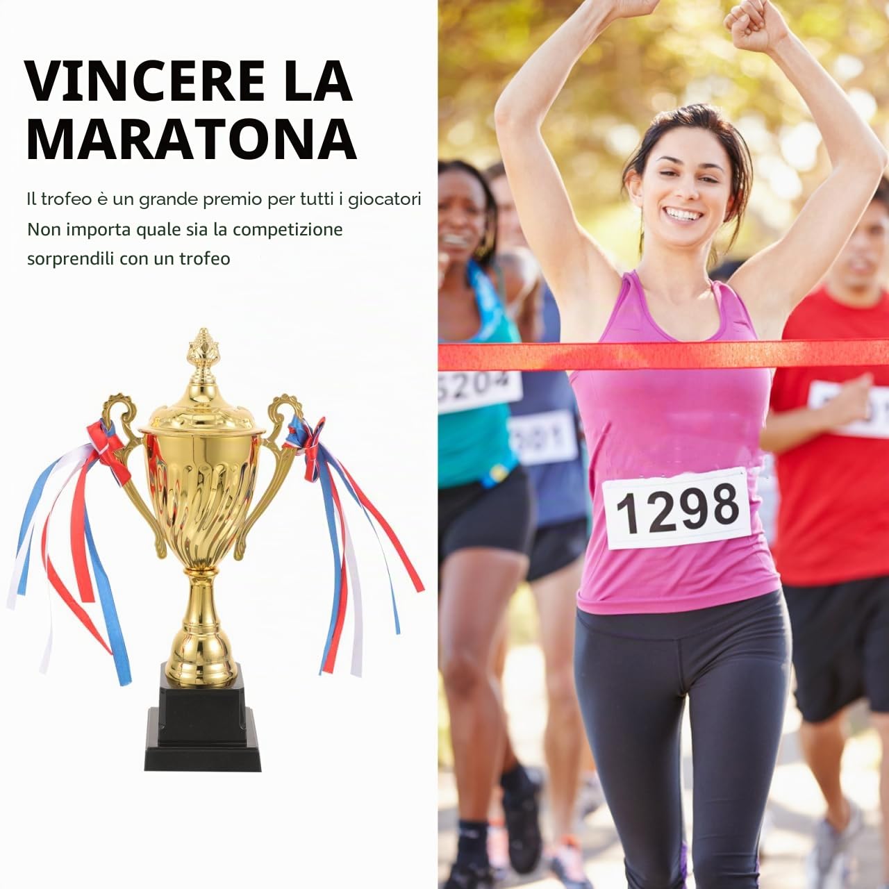 Operitacx Gold Trophy Rewards Cup Metal Trophies Prize Winner Awards 29cm per Le competizioni Sportive Match Competitive Christmas Birthday Party Bomboniere 13x8x29 cm