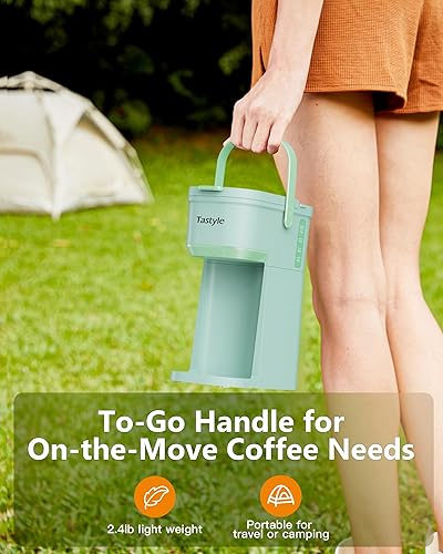 Miniatura 5 de Cafetera de una sola taza, para tazas K y molidos, mini cafetera con mango portátil, tamaño de preparación de 6 a 12 onzas, para viajes, camping,