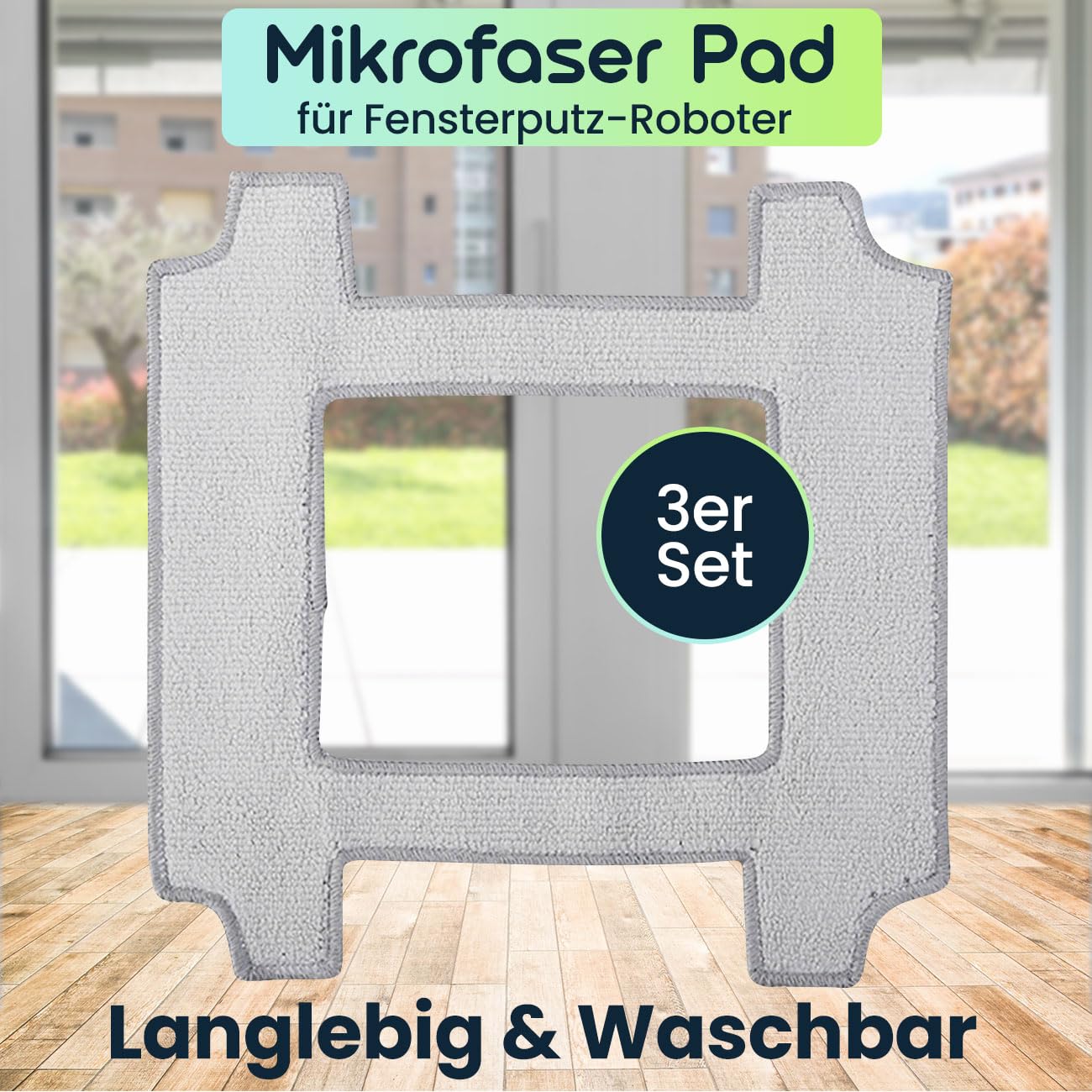 3er-Set Mikrofaser-Reinigungs- und -Polier-Pad für Fensterputz-Roboter- Ersatzpads für streifenfreie Ergebnisse