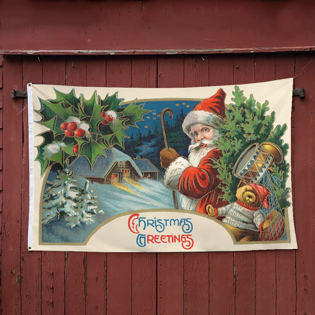 Tititex Merry Christmas Gartenflagge 90 X 150 Cm – Doppelseitig, 3-lagig, Mit Messingösen, Wetterfest, Für Weihnachtsdeko