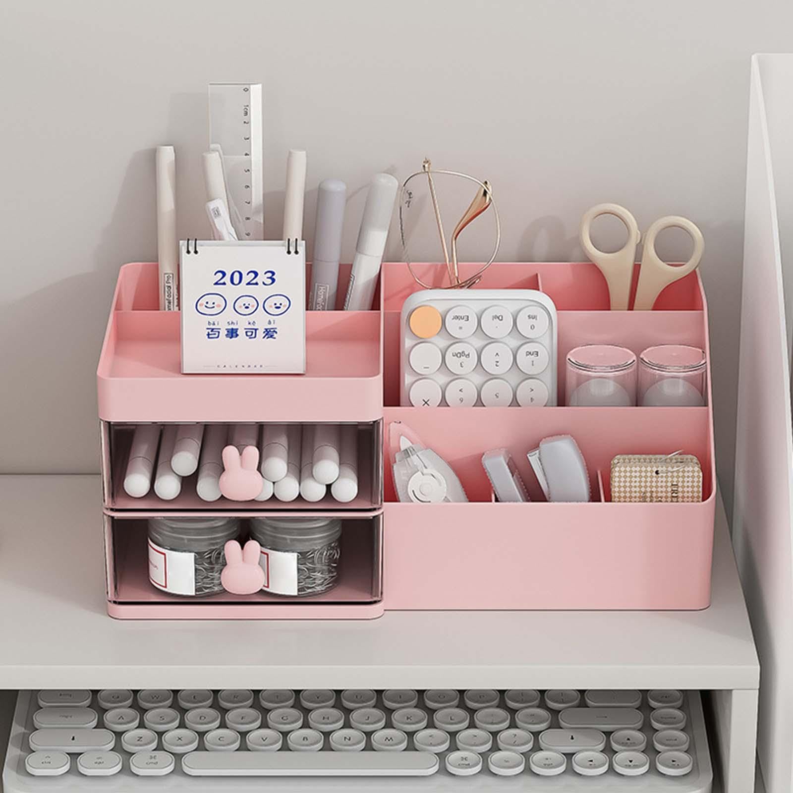 BNF® Desk Organizer with Drawers Pen Holder for Home Office Supplies Vanity Table Pink|Home & Garden |Household Supplies & Cleaning|Home Organization|Storage Boxes 3