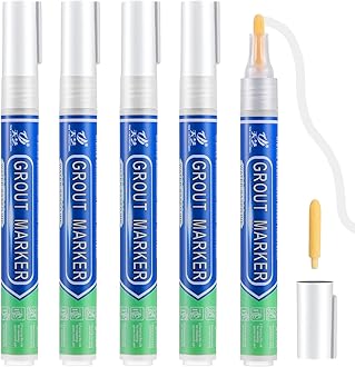 Tile Grout Paint White Grout Pen, 5 Pcs White Grout Pens, Tile Grout Reviver White Pens For Exterior Repair Of Bathroom, Kitchen, Porch And Patio Tile Grout Pens White