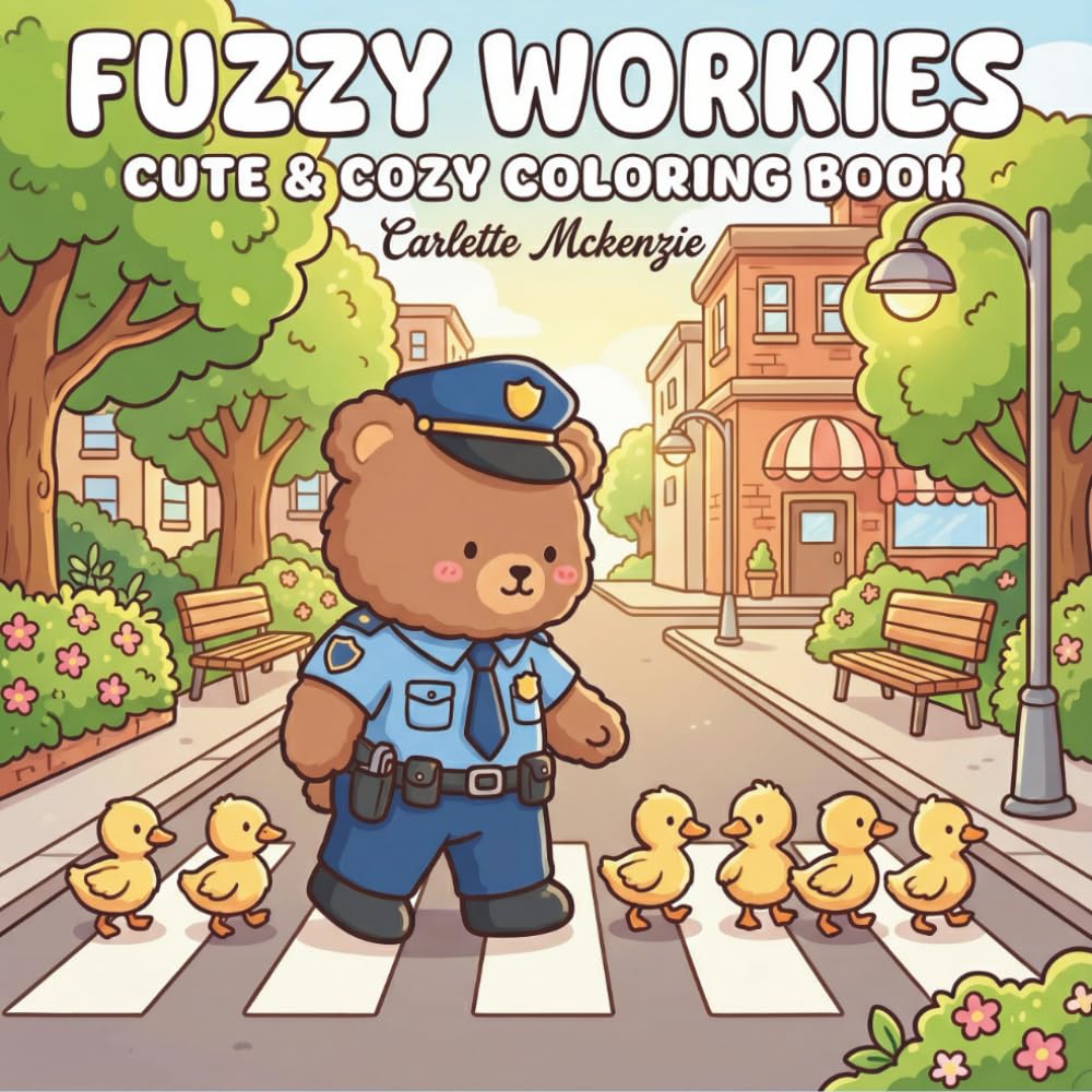 Fuzzy Workies: Cute & Cozy Coloring Book Featuring Adorable Animals with Jobs, Careers and Professions for Kids, Teens and Adults