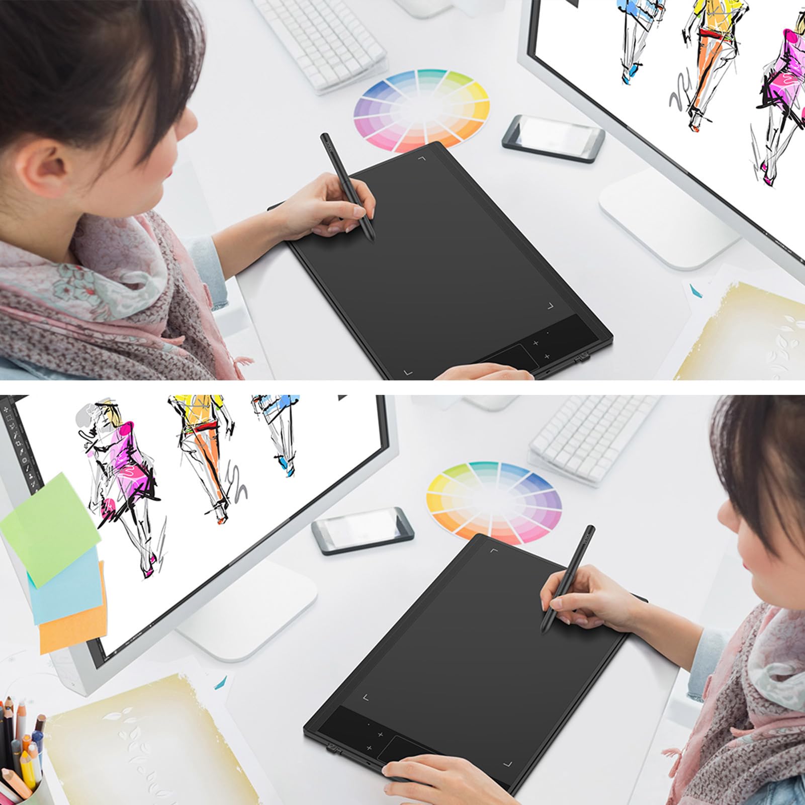 Drawing Tablet VEIKK A30V2,10x6 Zoll Grafiktablett mit 8192 Druckstufen Stift,Zeichentablett mit 4 Sensortasten und einem Gestenpad,Das fur Zeichnung/Design/Online-Bildung/Bearbeitung