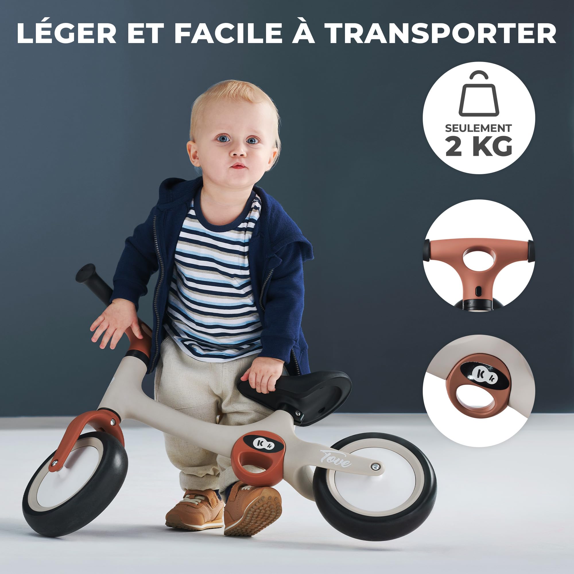 Kinderkraft Tove Draisienne en Métal, Vélo sans Pédale, 1,5 an à 25 kg, Selle réglable, Menthe