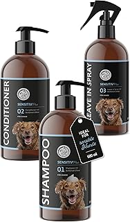 Annimally Sensitiv Plus Care Set - Natural Dog Shampoo, Conditioner & Leave-In Spray for Sensitiv Dogs & Puppies, pH Neutral, No Silicones, Parabens & Artificial Fragrances - 500 ml Each product image