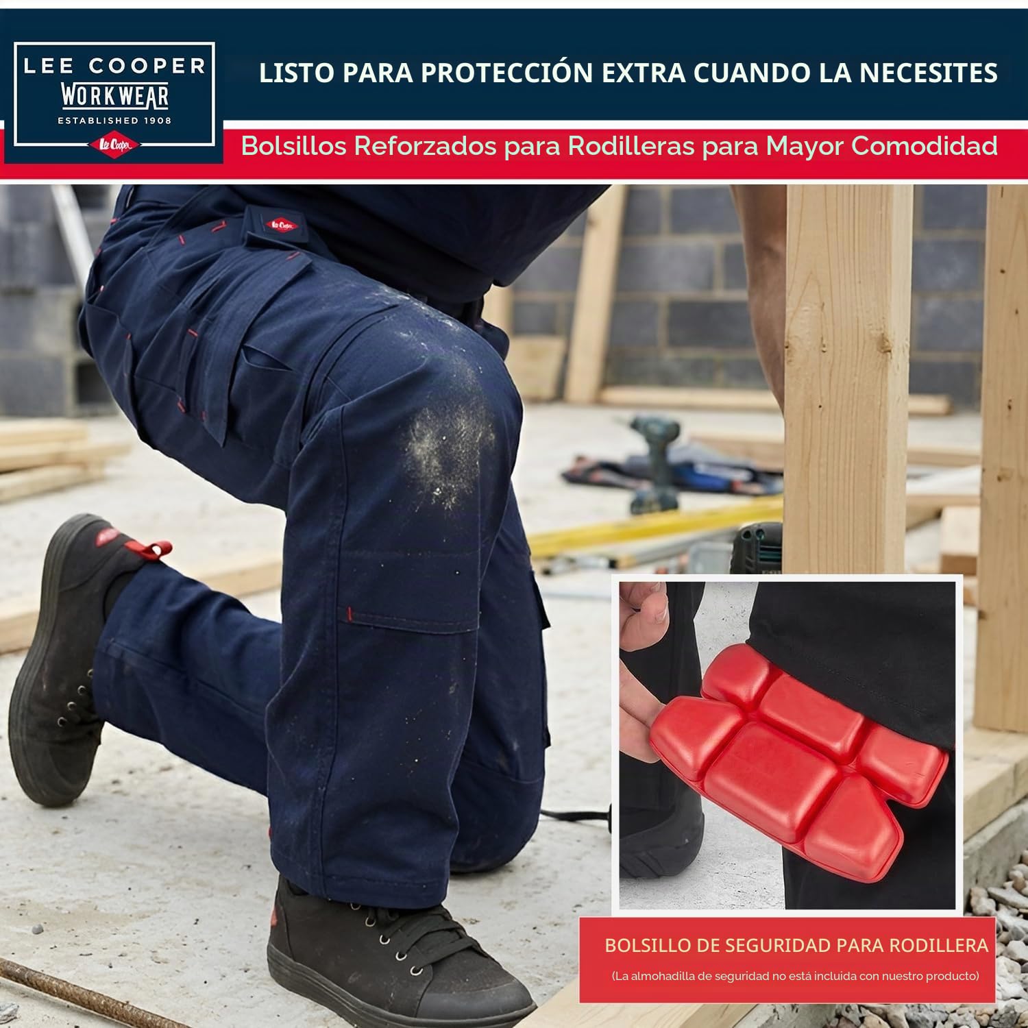 Lee Cooper LCPNT206 Ropa de Trabajo para Hombres con múltiples Bolsillos y Bolsillos para Rodilleras, Pantalones de Carga de Trabajo