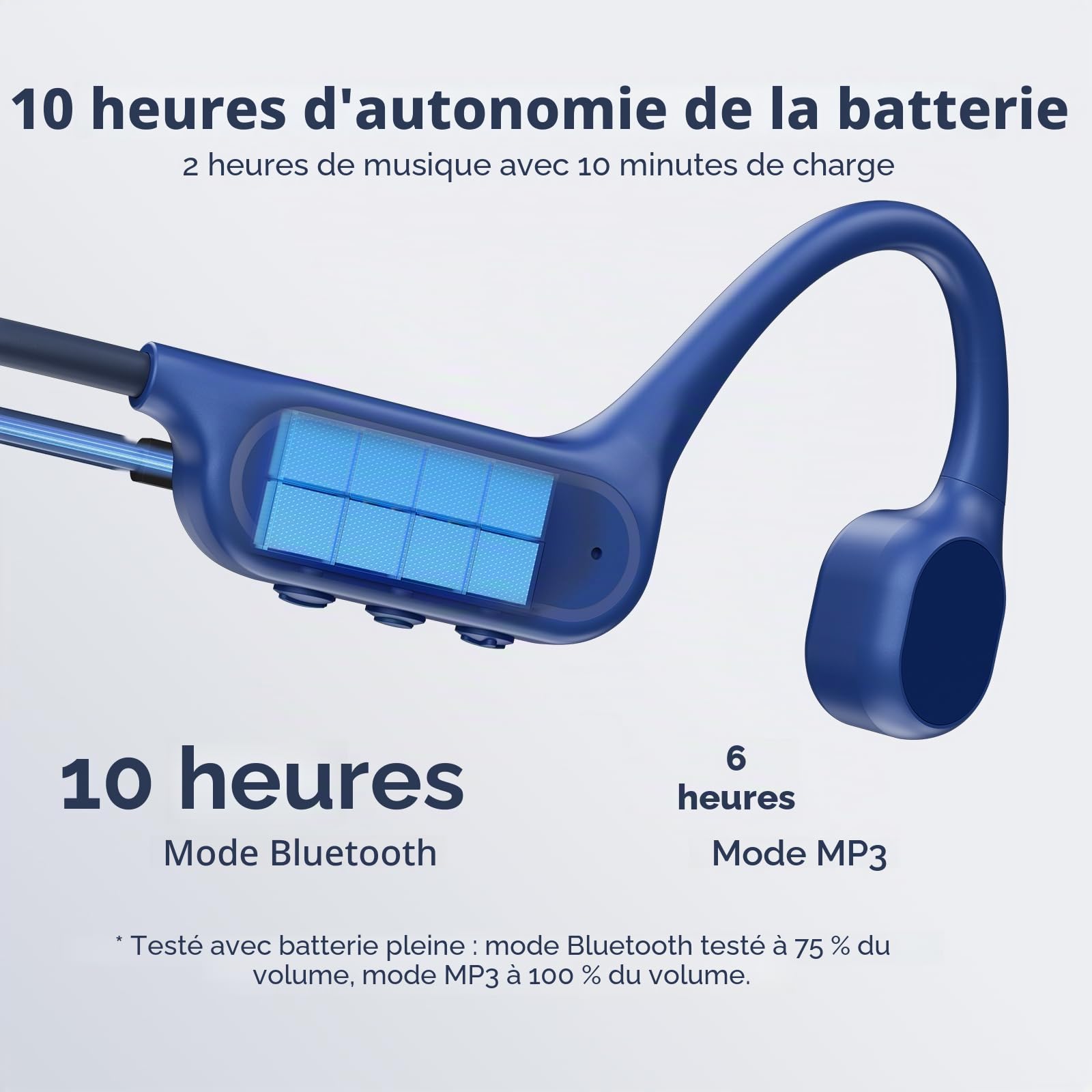 Écouteurs à Conduction Osseuse,Étanches Ip68,Écouteurs de Natation,avec Une Autonomie de10 h,Bluetooth 5.4sans Fil,Ouverts,32Go,Mp3,Double Mode,pour Le Cyclisme,Natation et Remise en Forme,Blue