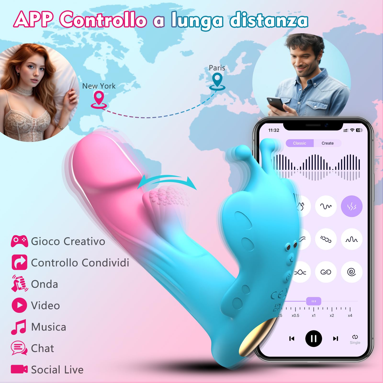 Vibratoreper Donna Professionale Vibratore Clitoride - APP Dildo Vibratoreper Donna Clotoride Sex Toys con 10 Modalità di Pulsazione & Vibrazione, Vibratoriper Donne Comando a Distanza Vibratore Donne
