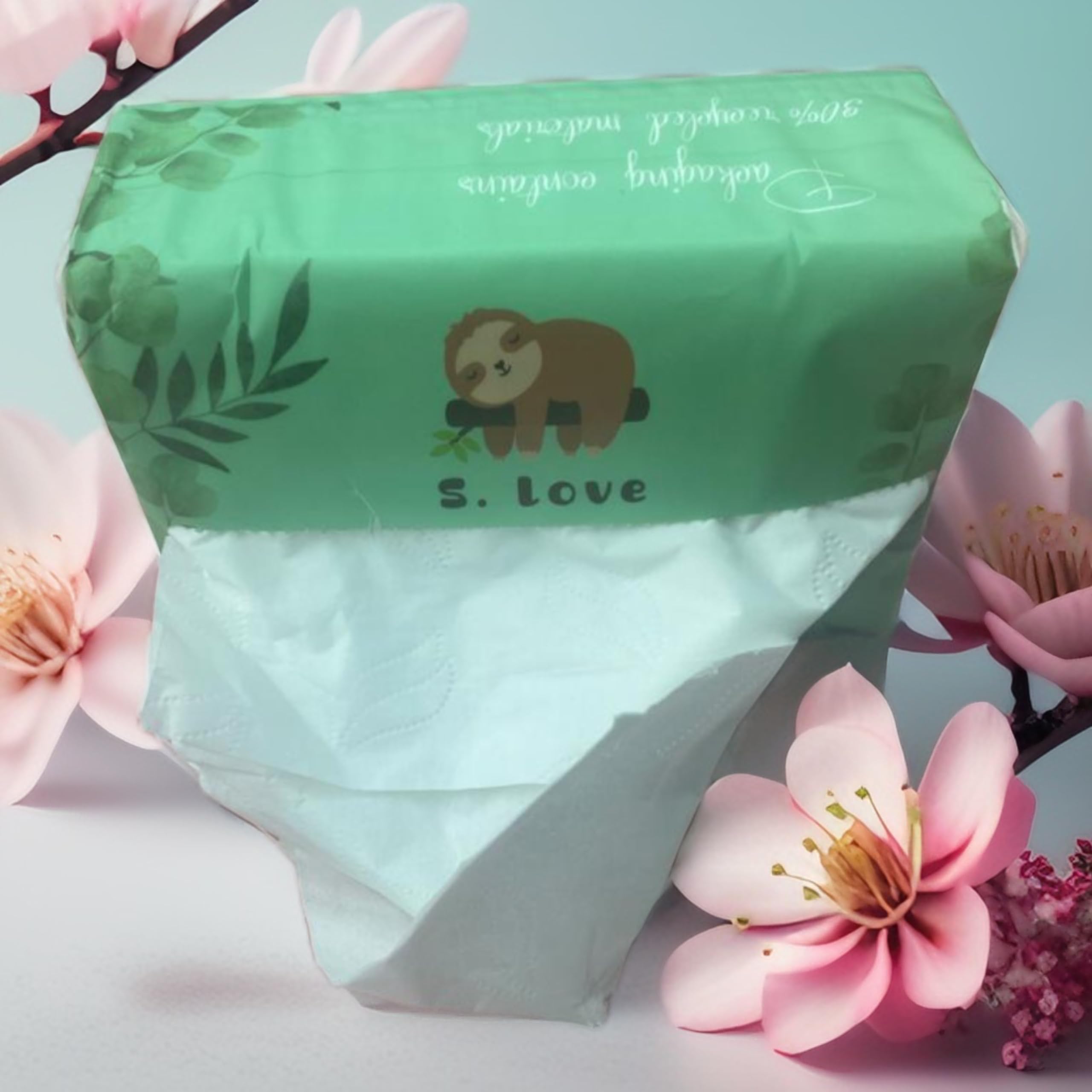 S.Love Lot de 18 mouchoirs doux pour le visage – Durable – Compostable – Doux (18)