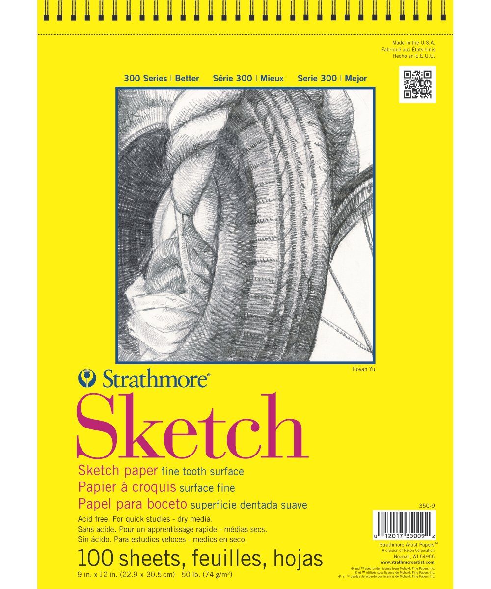 Strathmore 300 Series Sketch Pad, 14x17 inch, 100 Sheets, Glue Bound - Artist Sketchbook for Drawing, Illustration, Art Class Students