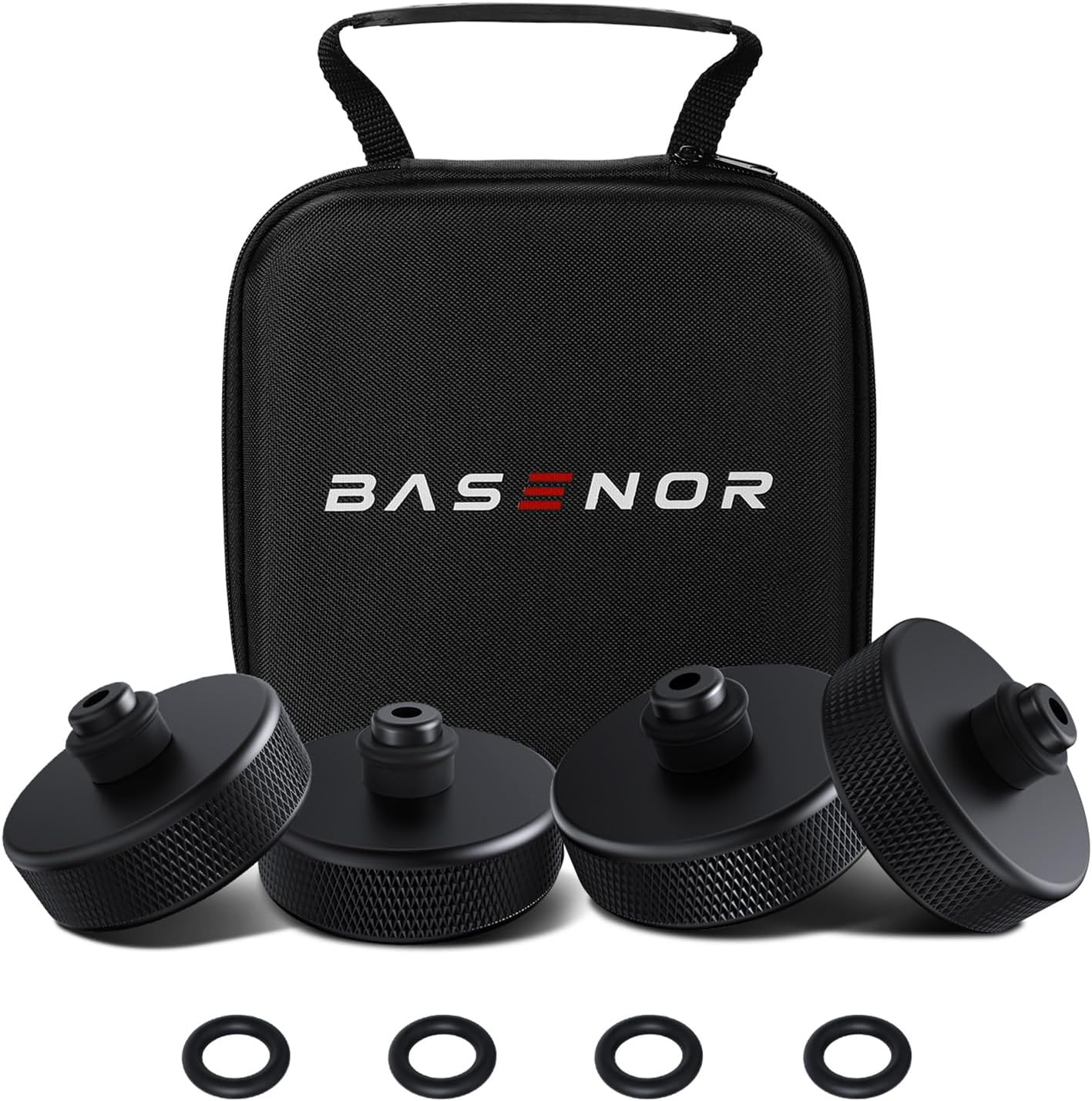 BASENOR 2013-2026 Tesla Model Y/3/S/X Car Jack Pad, Floor Jack Pucks with Storage Case, TPE Lifting Jack Pad [10x Hardness] to Protect Chassis, Vehicles Accessories,Austin & Fremont Build