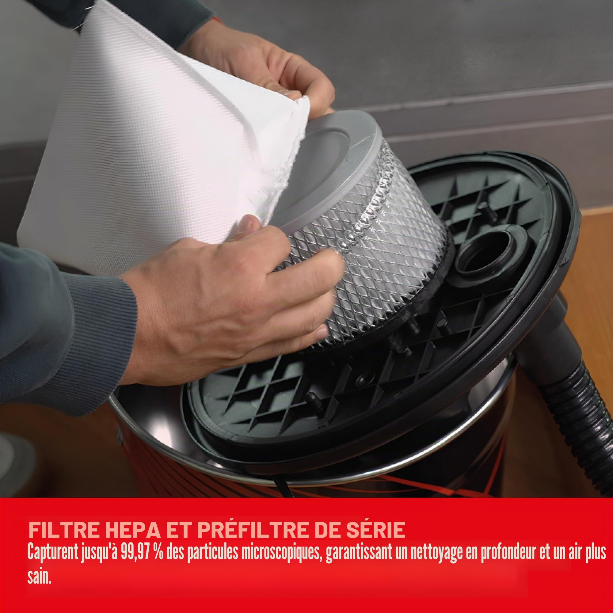 Lavor Aspirateur à cendres ASHLEY 112 avec fonction soufflante, filtre HEPA lavable et préfiltre à poussière fine