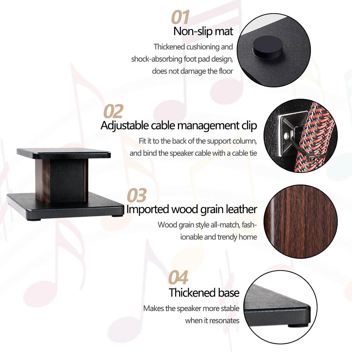Pair-6 Inch (15CM)-Wood Speaker Stands for Home-Cinema HiFi Desktop and Satellite Speakers Monitor Stands