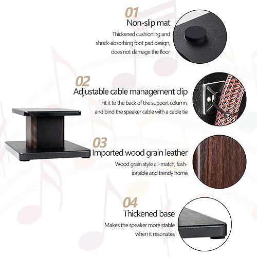 Miniatura 13 de 16 pulgadas (15.7 in) - Par de soportes de madera para altavoces de escritorio de alta fidelidad en casa y altavoces satelitales, experiencia