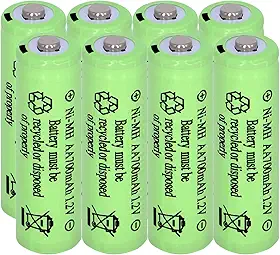 8 pacotes de baterias recarregáveis de 1,2 V AA 700 mAh Ni-MH, bateria de luz solar dupla A para luzes de corda ao ar livre, luzes de caminho